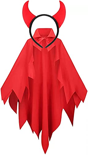 Women Devil Horns and Red Cape Costume for Fancy Dress Parties