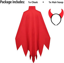 Load image into Gallery viewer, Women Devil Horns and Red Cape Costume for Fancy Dress Parties
