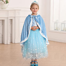 Load image into Gallery viewer, Fur Girls Princess Hooded Cape Cloaks , Blue, 6-7 Years(Label 140)
