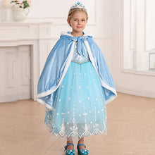 Load image into Gallery viewer, Fur Girls Princess Hooded Cape Cloaks , Blue, 6-7 Years(Label 140)
