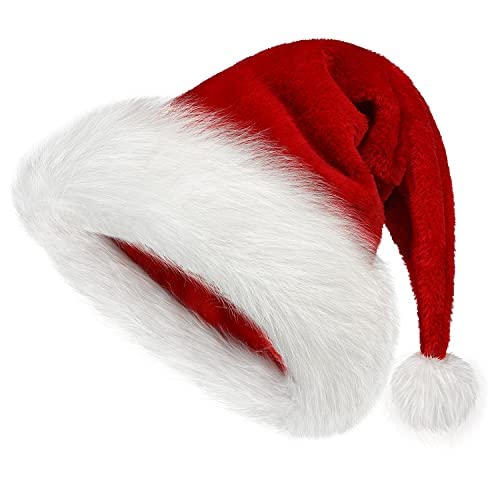 Christmas Classic Santa Hat for Kids Unisex Velvet Comfort Extra Thickness