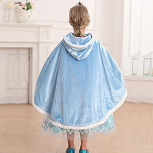 Load image into Gallery viewer, Fur Girls Princess Hooded Cape Cloaks , Blue, 6-7 Years(Label 140)
