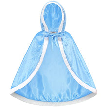 Load image into Gallery viewer, Fur Girls Princess Hooded Cape Cloaks , Blue, 6-7 Years(Label 140)
