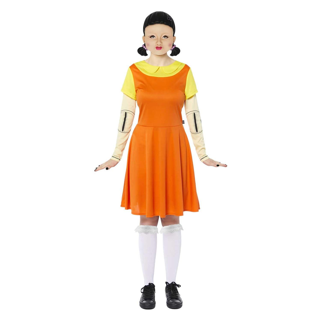 Women's Official Squid Game Deluxe Doll Adults Fancy Dress Costume Size: 14-16