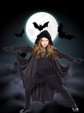 Load image into Gallery viewer, Kids Fancy Dress Black Bat Wings Hooded Cape (11-13 Years size)
