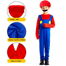 Load image into Gallery viewer, Kids Mario Costume (Large size) (missing moustache)
