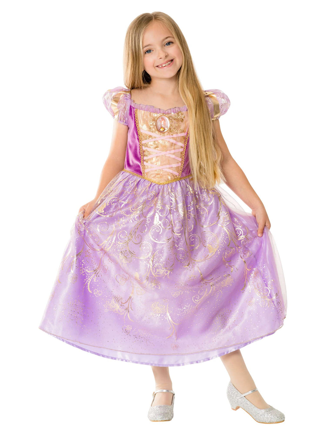 Rubie's 3011173-4 Official Disney Ultimate Princess Deluxe Rapunzel Girls Costume, Kids Fancy Dress Kostm, Multicoloured, S