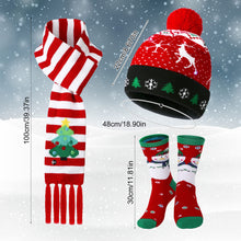 Load image into Gallery viewer, Christmas Hat and Scarf with lights and Christmas Crew Socks
