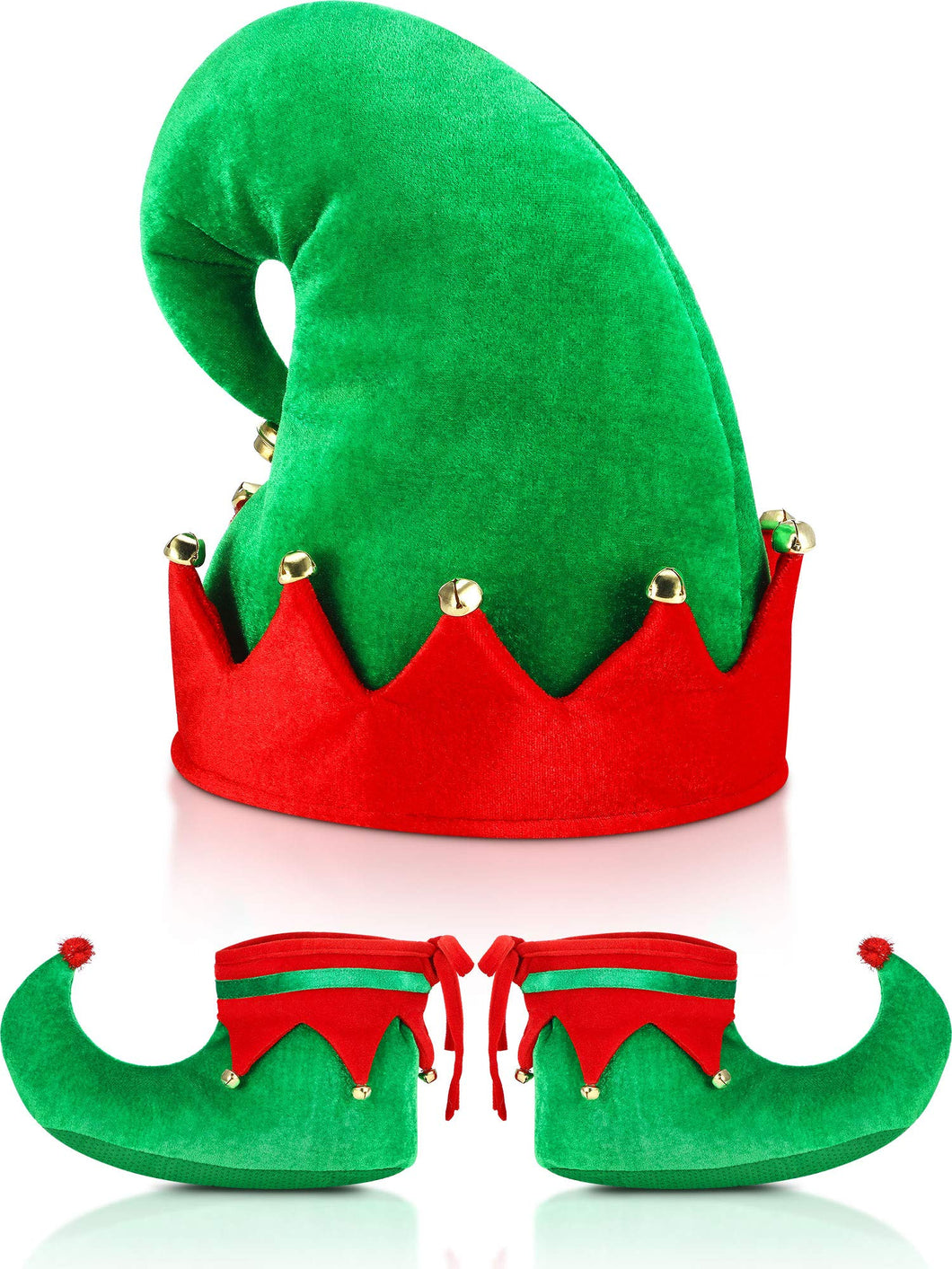 Christmas Santa Elf Shoes and Christmas Hat Accessory Set (21 cm/ 8 Inch)