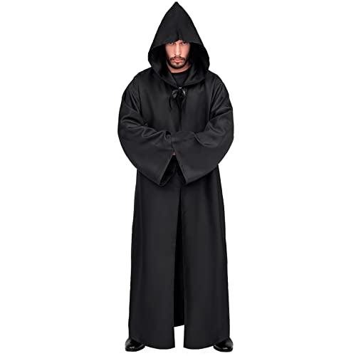 Mens Hooded Tunic Cloak, (S, Black)