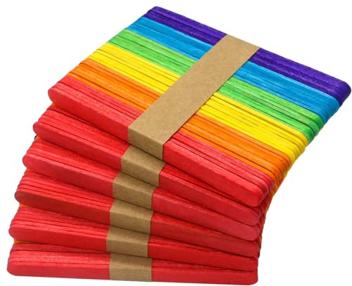 Coloured Lollipop Sticks, 300 Lolly Sticks, Craft Sticks, lolly pop sticks, Red, Green, Yellow, Blue And Orange 5 Colours