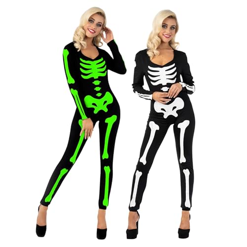 Morph - Skeleton Bodysuit Women Adult Glow In The Dark Skeleton Costume - Small size 8-10