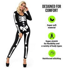Load image into Gallery viewer, Morph - Skeleton Bodysuit Women Adult Glow In The Dark Skeleton Costume - Small size 8-10
