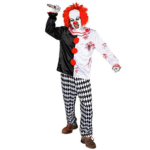Adults Halloween Scary Clown Costume - Mens Clown Costume - Horror Fancy Dress For Halloween (XX-Large)