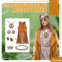 Load image into Gallery viewer, Woman&#39;s Hippie Costume and  Accessories, 70s Fancy Dress Hippy Set (Medium Size)
